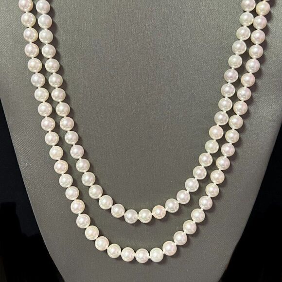 Akoya Pearl Diamond  Necklace 28" 14k Y Gold 7.5 mm Certified $9,750 301764 - Picture 4 of 9